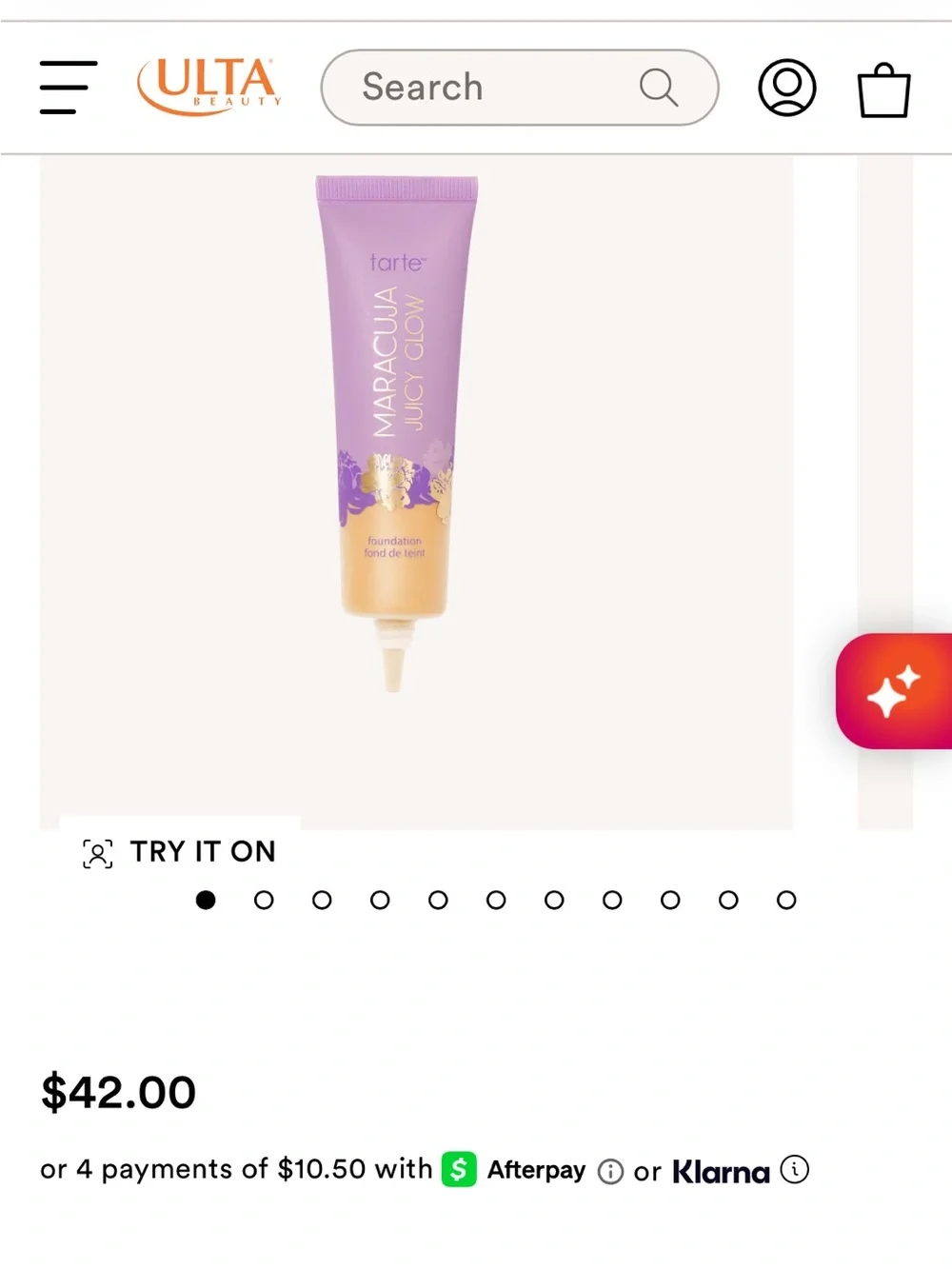 tarte Maracuja Juicy Glow Foundation in 36S medium-tan sand